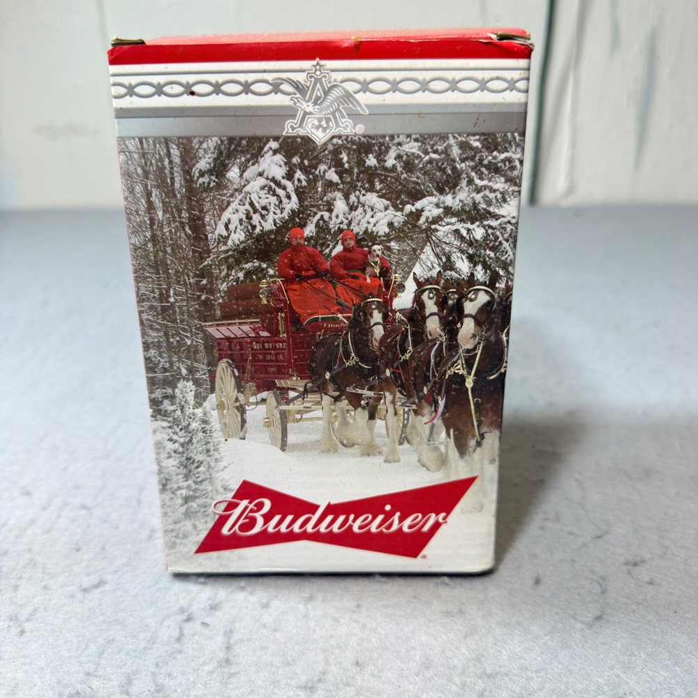Budweiser Holiday Stein 2017 Holiday Retreat Clydesdales Red White Good Box COA‎